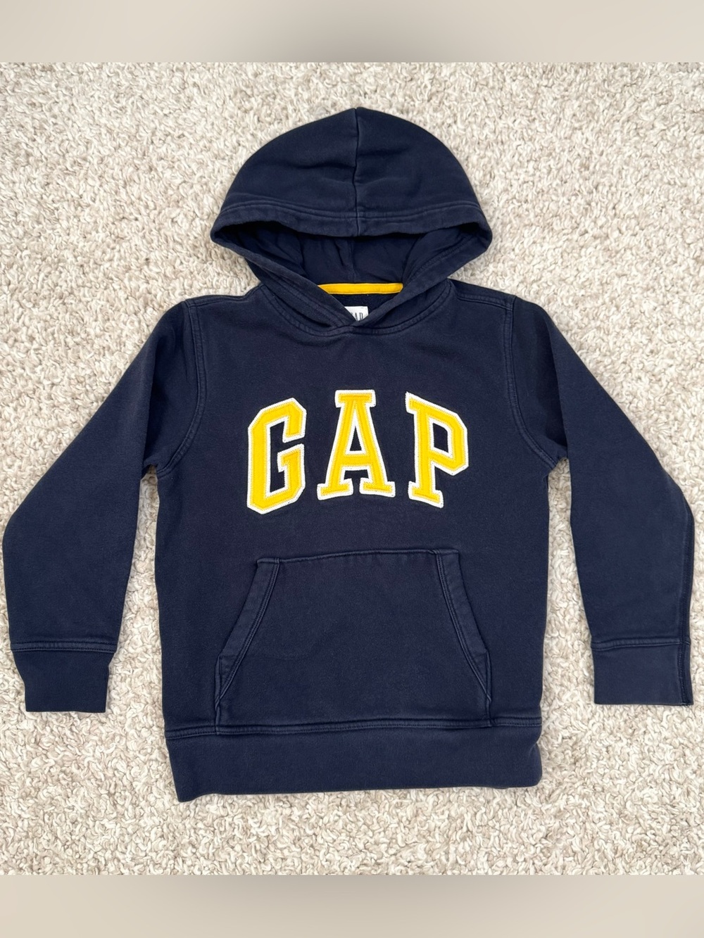 GAP Kids Navy Logo Applique Pullover Hoodie Size 8